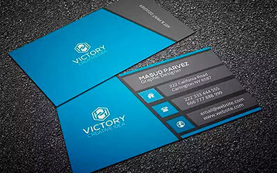 Графический дизайн визиток в серо-голубом оформлении